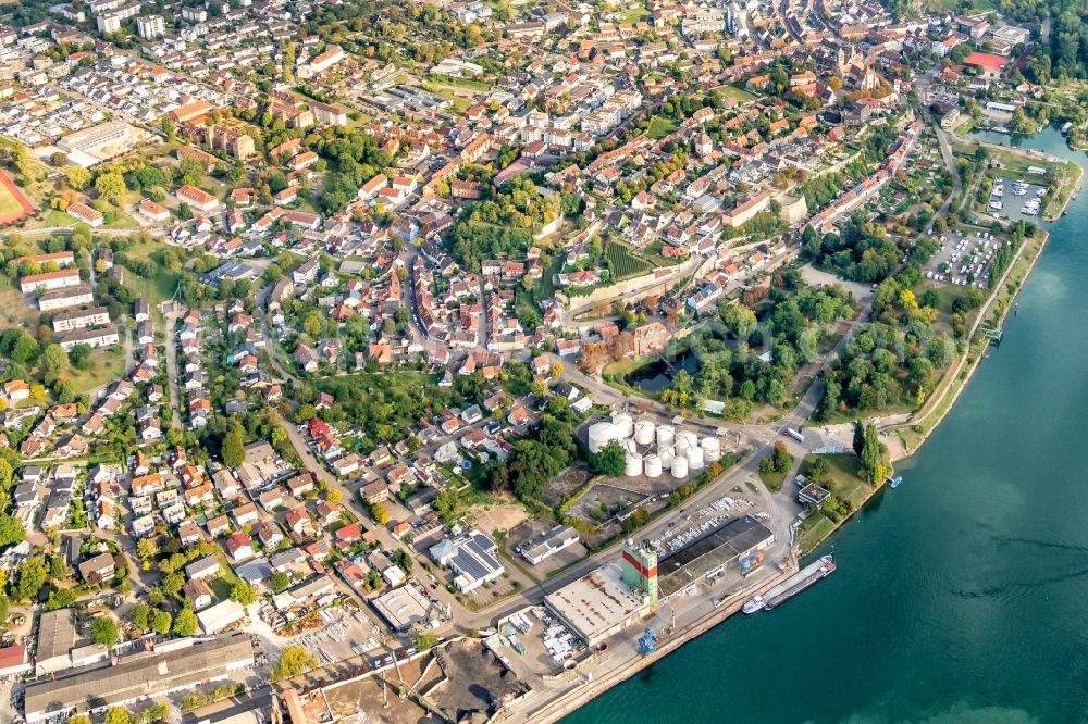 Aerial image Breisach am Rhein - Town View of the streets and houses of the residential areas in Breisach am Rhein in the state Baden-Wurttemberg, Germany