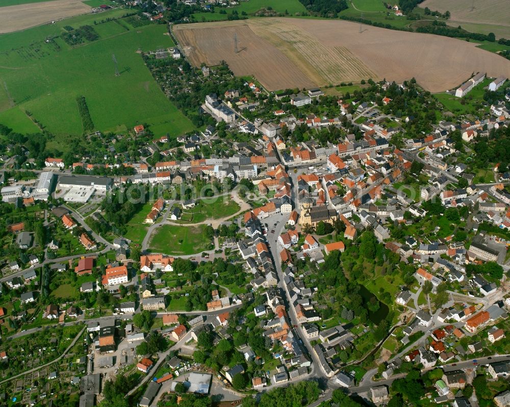 Breitenau from above - Town View of the streets and houses of the residential areas in Breitenau in the state Saxony, Germany