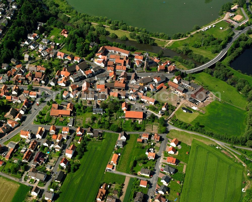 Breitenbach from above - Town View of the streets and houses of the residential areas in Breitenbach in the state Hesse, Germany