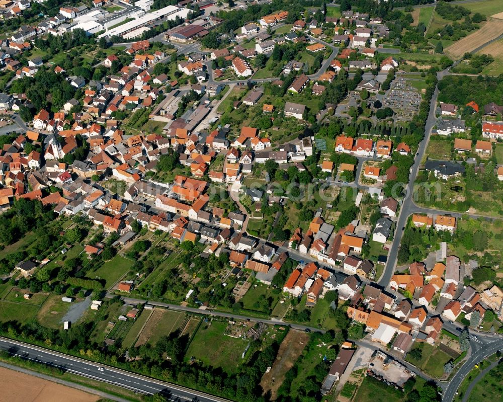 Brensbach from above - Town View of the streets and houses of the residential areas in Brensbach in the state Hesse, Germany