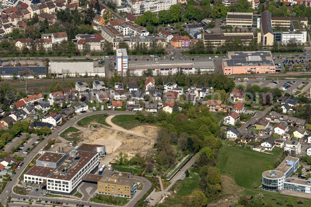 Bretten from above - Town View of the streets and houses of the residential areas in Bretten in the state Baden-Wuerttemberg, Germany