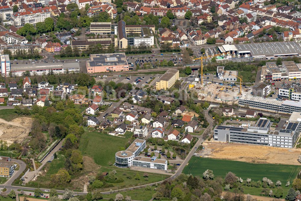 Bretten from the bird's eye view: Town View of the streets and houses of the residential areas in Bretten in the state Baden-Wuerttemberg, Germany