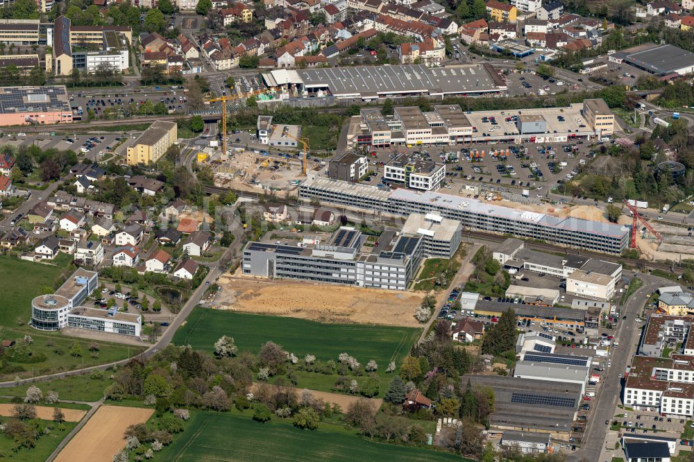 Aerial image Bretten - Town View of the streets and houses of the residential areas in Bretten in the state Baden-Wuerttemberg, Germany