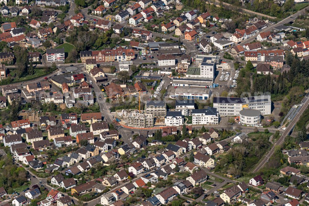 Aerial image Bretten - Town View of the streets and houses of the residential areas in Bretten in the state Baden-Wuerttemberg, Germany