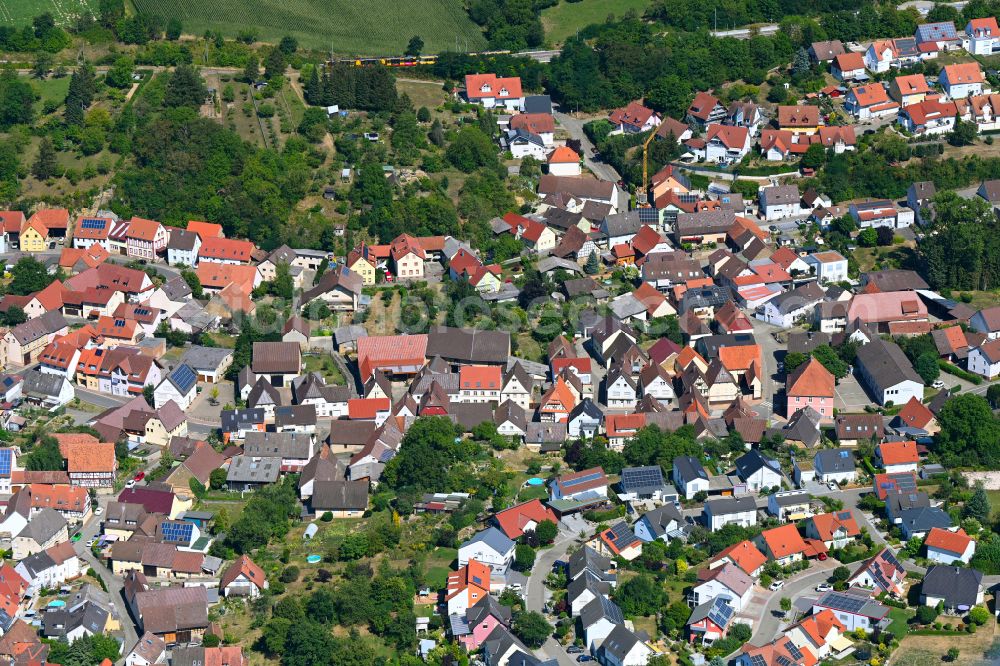 Bretten from above - Town View of the streets and houses of the residential areas in Bretten in the state Baden-Wuerttemberg, Germany