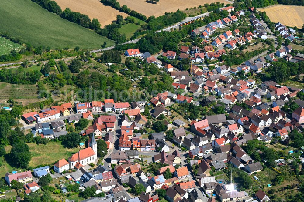 Bretten from above - Town View of the streets and houses of the residential areas in Bretten in the state Baden-Wuerttemberg, Germany