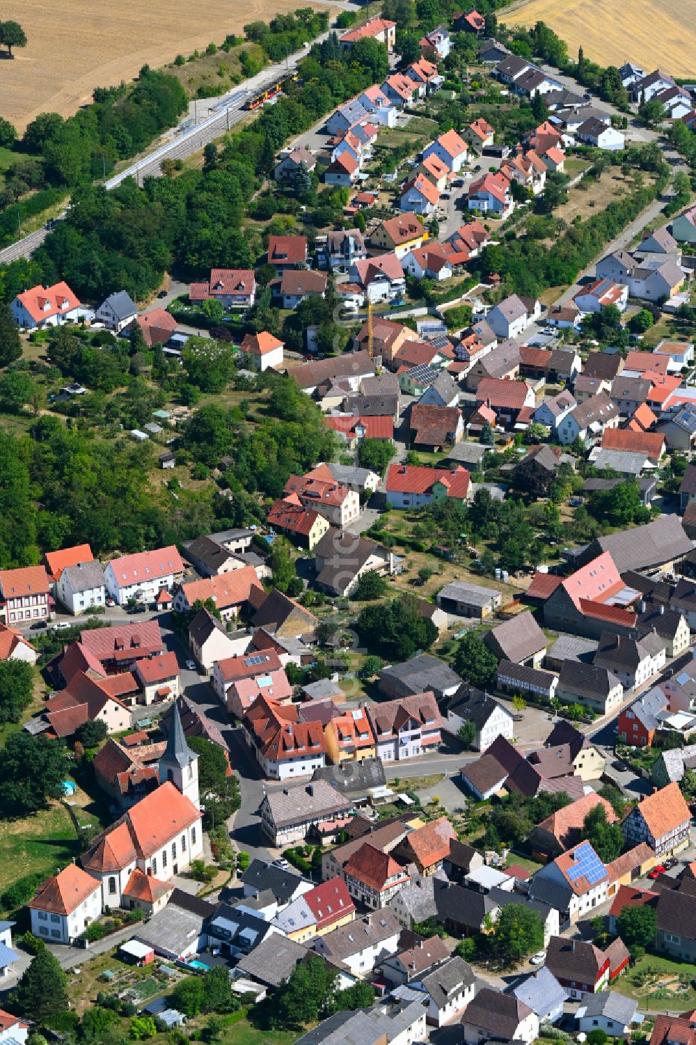 Bretten from the bird's eye view: Town View of the streets and houses of the residential areas in Bretten in the state Baden-Wuerttemberg, Germany