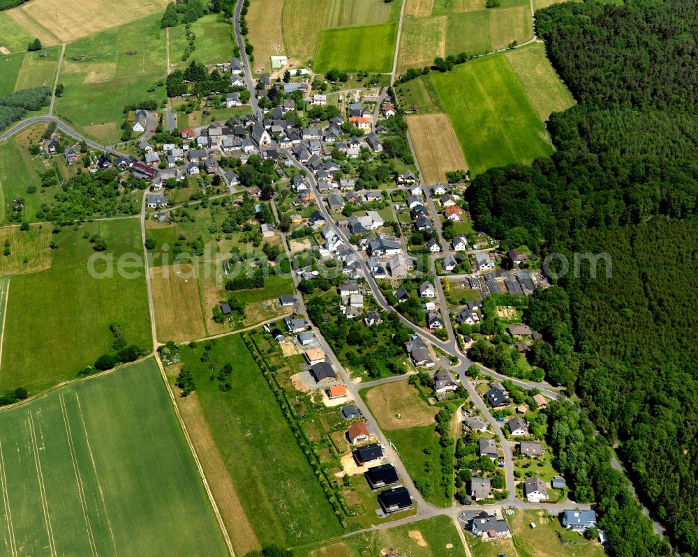 Bruschied from the bird's eye view: View at Bruschied on the L184 in the state of Rhineland-Palatinate