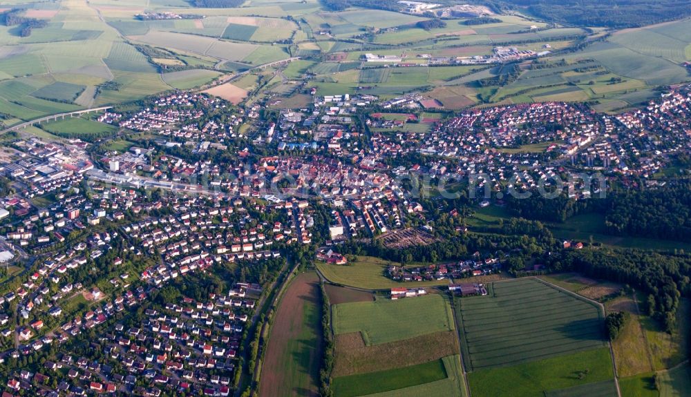 Buchen from the bird's eye view: Town View of the streets and houses of the residential areas in Buchen in the state Baden-Wuerttemberg, Germany