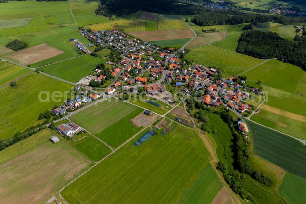 Aerial image Buchenberg - Town View of the streets and houses in Buchenberg in the state Hesse, Germany