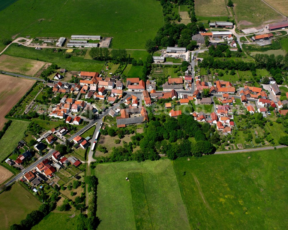 Buhla from above - Town View of the streets and houses of the residential areas in Buhla in the state Thuringia, Germany