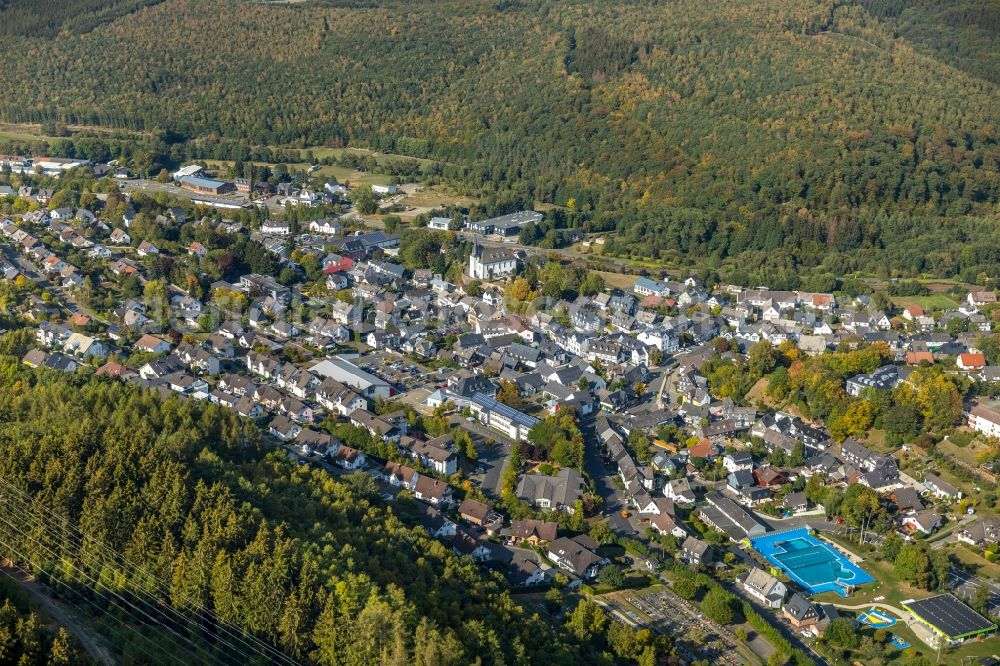 Aerial image Burbach - Town View of the streets and houses of the residential areas in Burbach in the state North Rhine-Westphalia, Germany