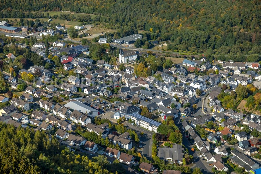 Burbach from above - Town View of the streets and houses of the residential areas in Burbach in the state North Rhine-Westphalia, Germany