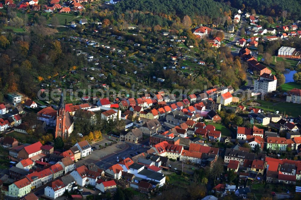 Burg Stargard from the bird's eye view: View of the town of Burg Stargard with old manor houses and church in the state of Mecklenburg-Western Pomerania