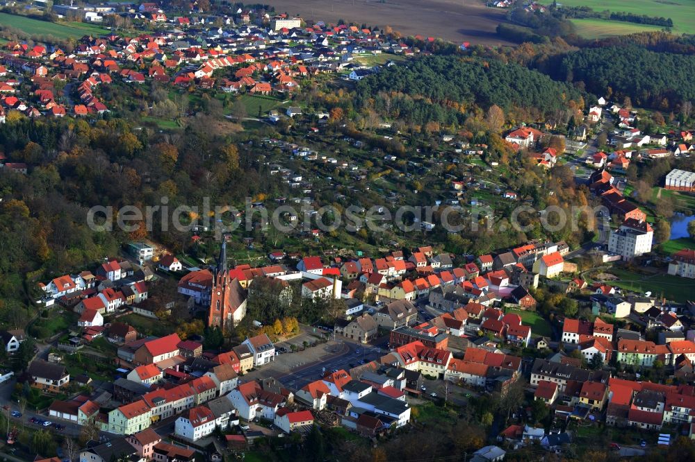 Aerial image Burg Stargard - View of the town of Burg Stargard with old manor houses and church in the state of Mecklenburg-Western Pomerania