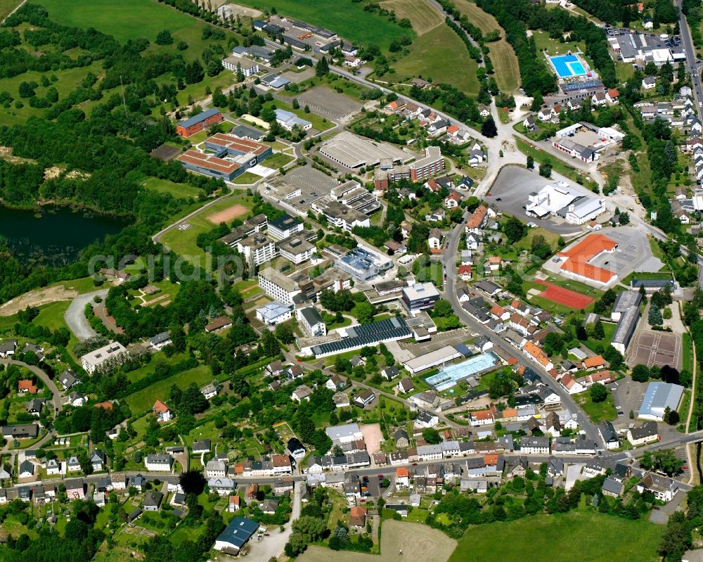 Aerial image Burgbirkenfeld - Town View of the streets and houses of the residential areas in Burgbirkenfeld in the state Rhineland-Palatinate, Germany