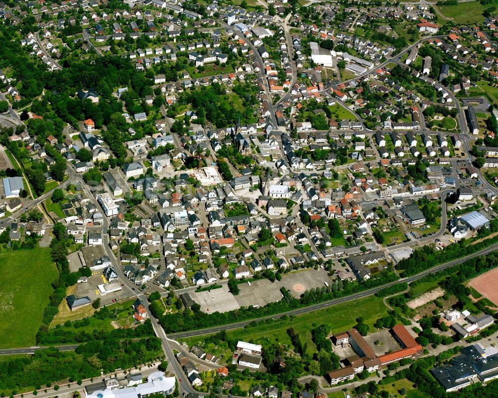 Aerial photograph Burgbirkenfeld - Town View of the streets and houses of the residential areas in Burgbirkenfeld in the state Rhineland-Palatinate, Germany