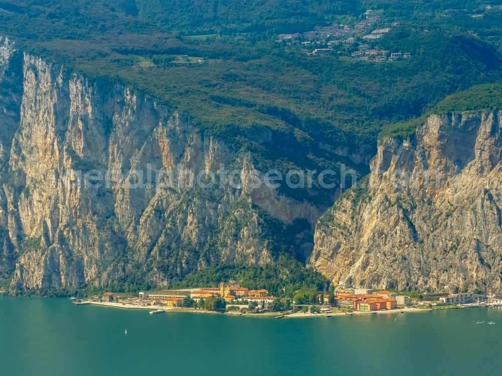 Aerial photograph Campione - Town View of the streets and houses of Campione del Garda at the garda sea in Campione in Lombardia, Italy