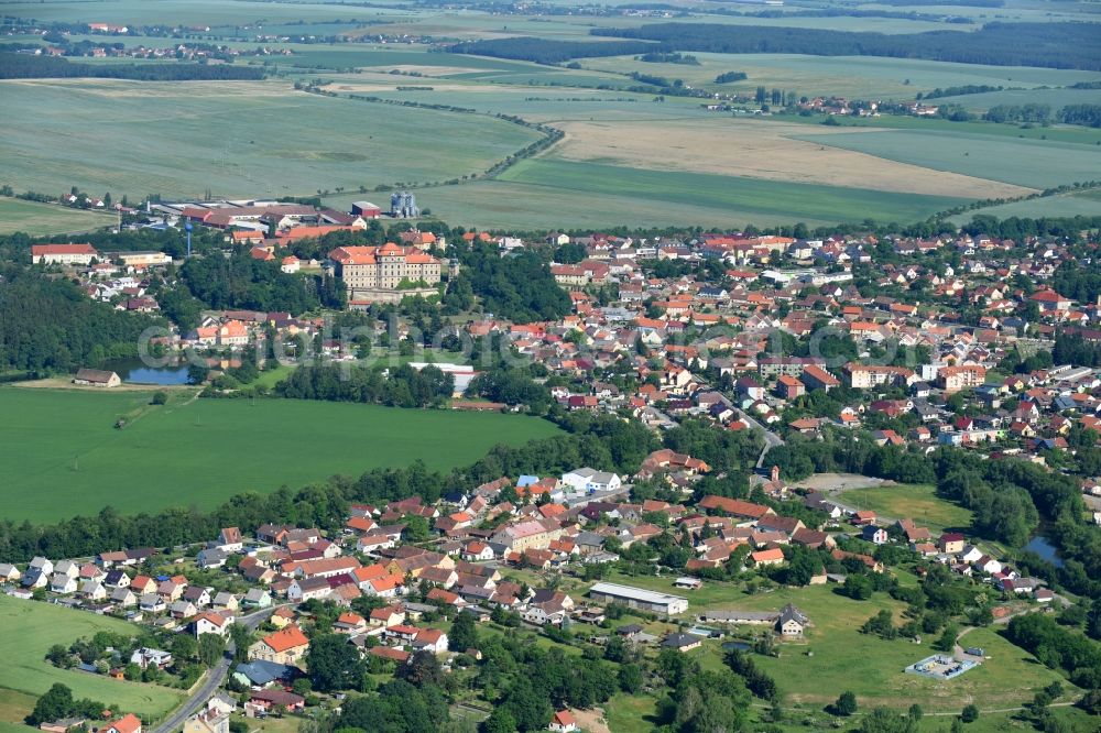 Aerial photograph Chotesov - Chotieschau - Town View of the streets and houses of the residential areas in Chotesov - Chotieschau in Plzensky kraj - Pilsner Region - Boehmen, Czech Republic