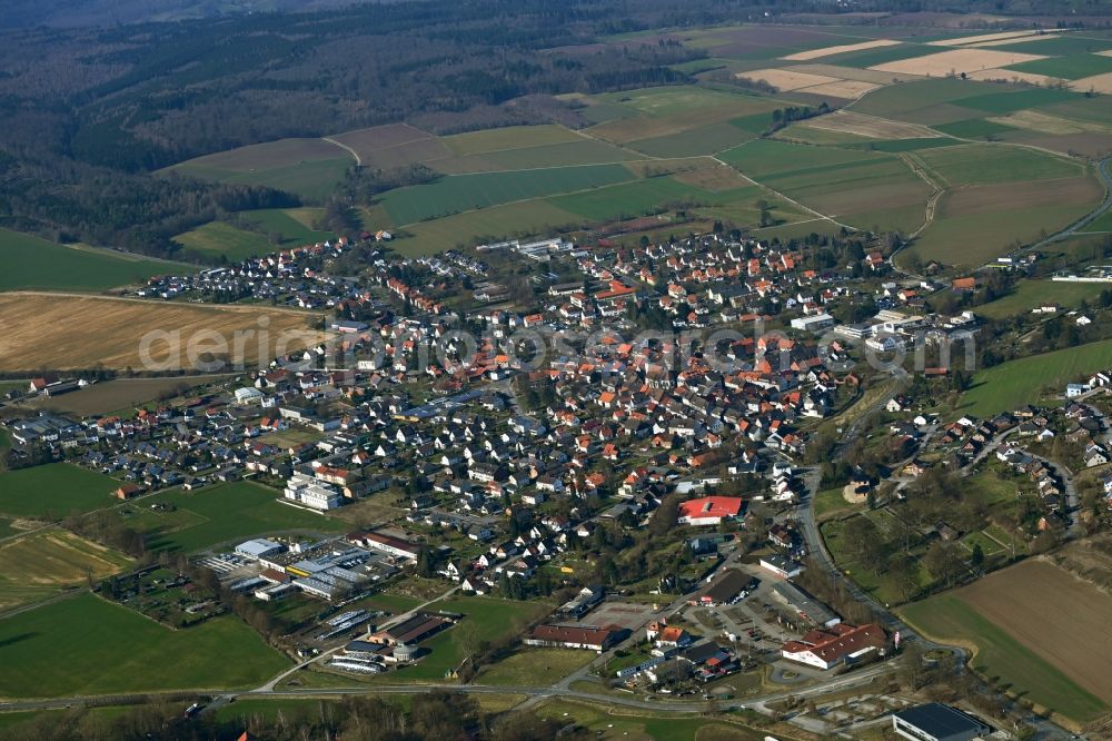 Aerial image Dassel - Town View of the streets and houses of the residential areas in Dassel in the state Lower Saxony, Germany