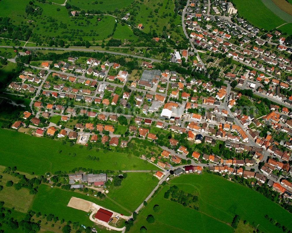 Deggingen from above - Town View of the streets and houses of the residential areas in Deggingen in the state Baden-Wuerttemberg, Germany