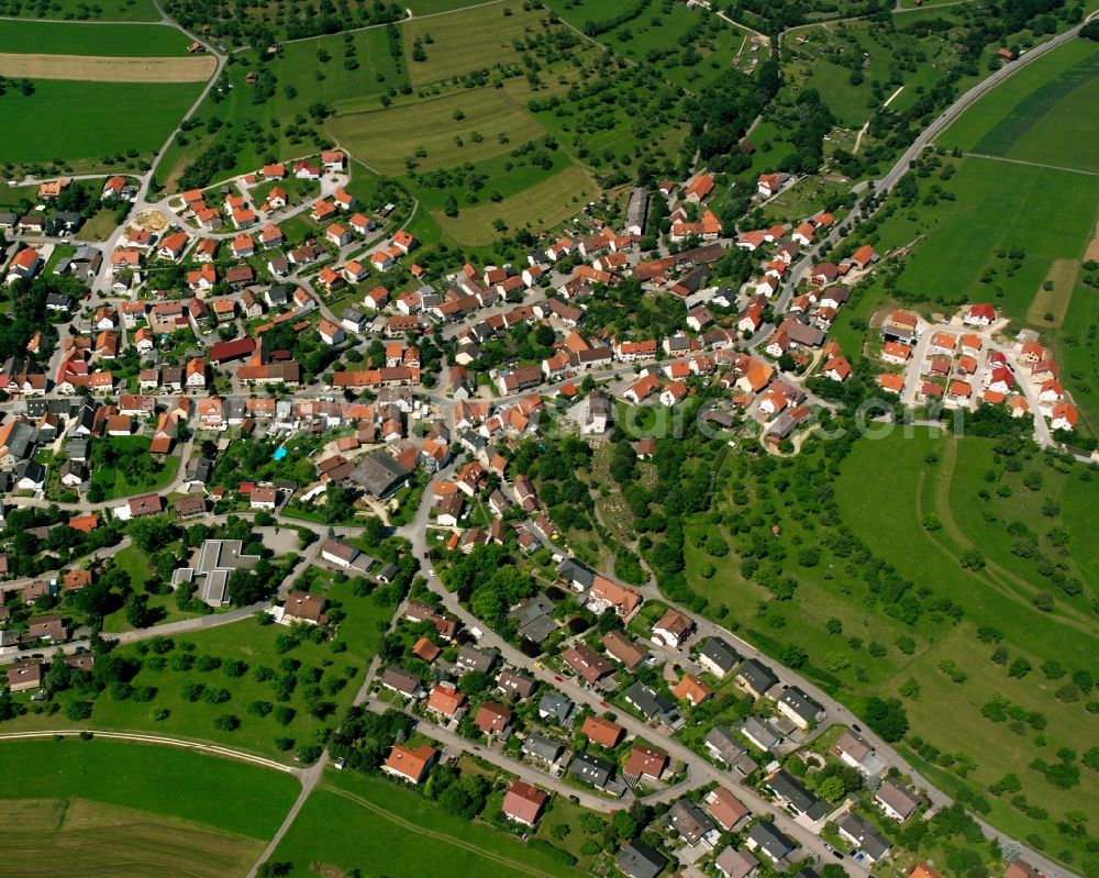 Deggingen from the bird's eye view: Town View of the streets and houses of the residential areas in Deggingen in the state Baden-Wuerttemberg, Germany