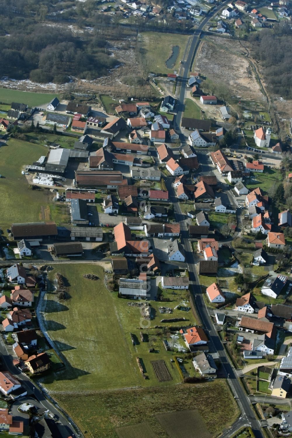 Velburg from above - Town View of the streets and houses of the residential areas in Deusmauer in the state Bavaria