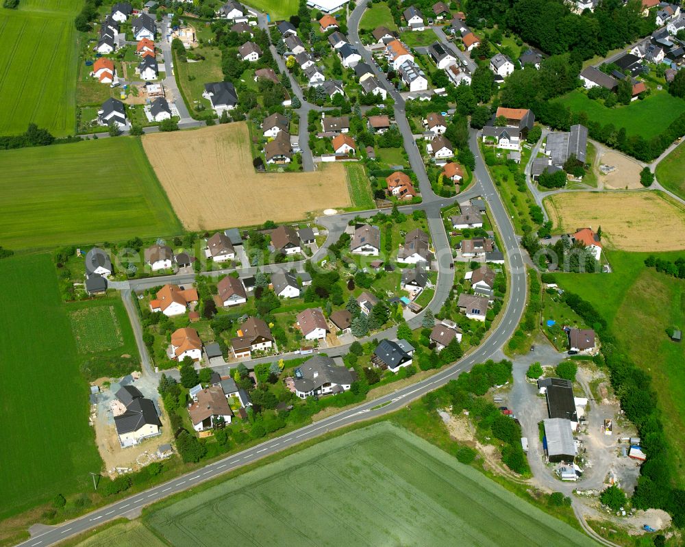 Döhlau from above - Town View of the streets and houses of the residential areas in Doehlau in the state Bavaria, Germany