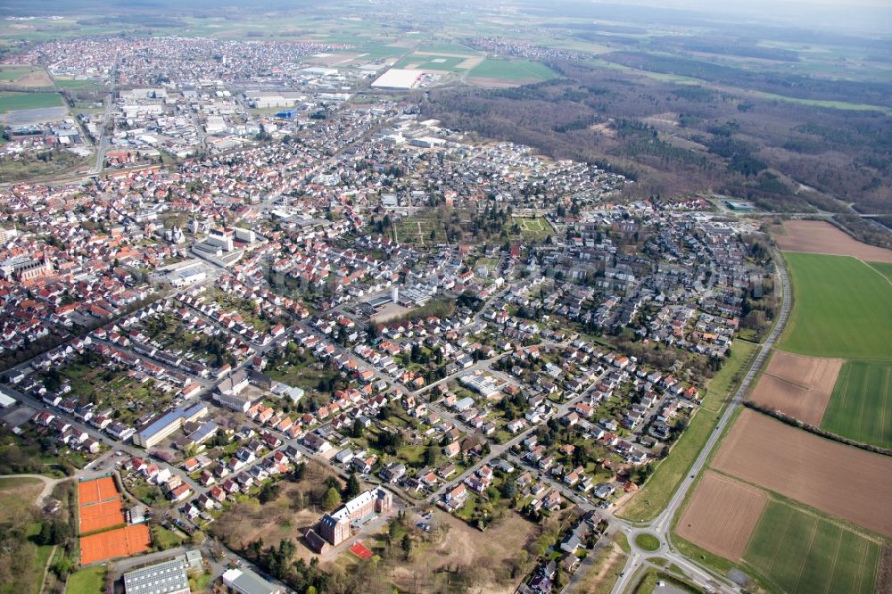 Dieburg from above - Town View of the streets and houses of the residential areas in Dieburg in the state Hesse