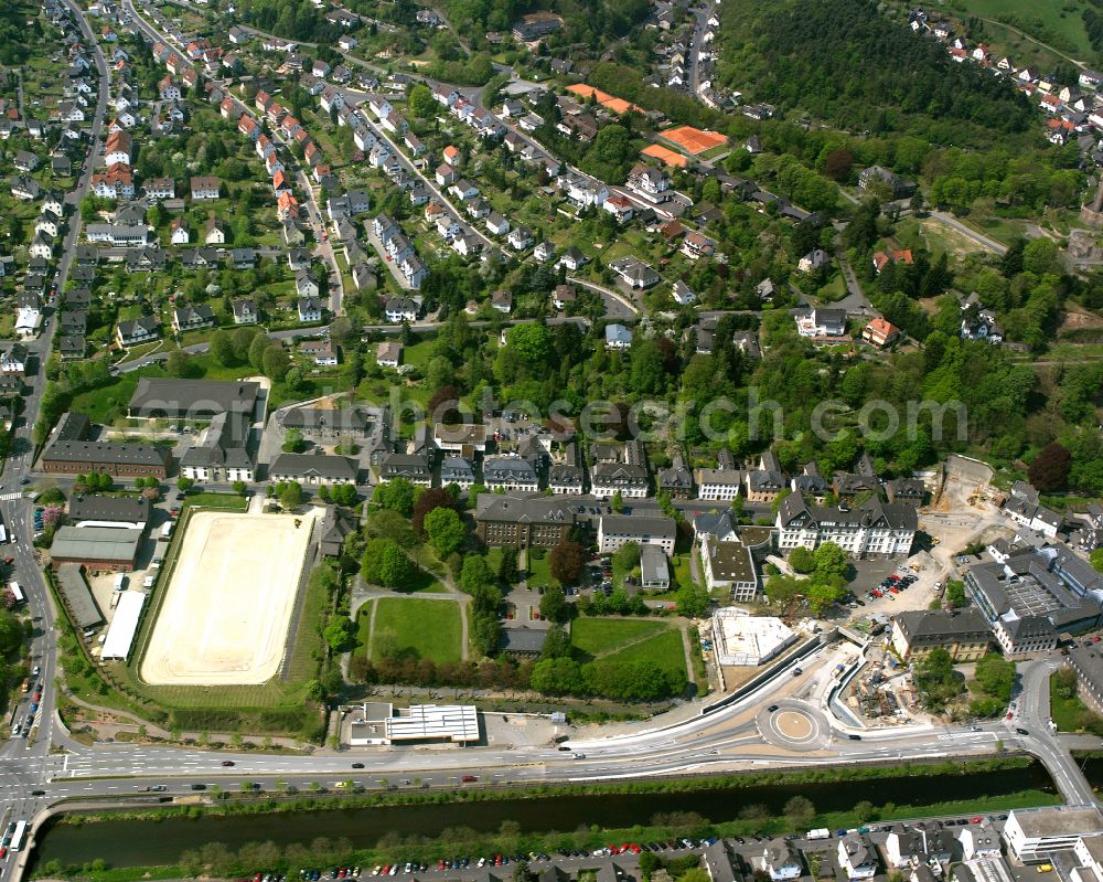 Aerial image Dillenburg - Town View of the streets and houses of the residential areas in Dillenburg in the state Hesse, Germany