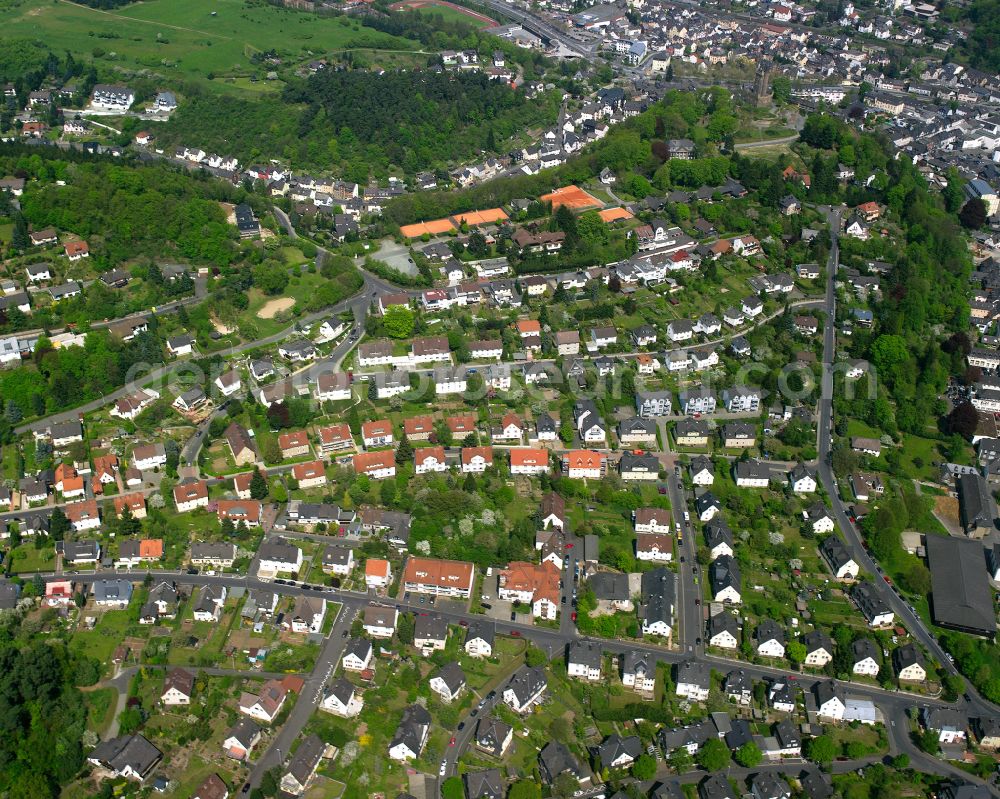 Aerial photograph Dillenburg - Town View of the streets and houses of the residential areas in Dillenburg in the state Hesse, Germany