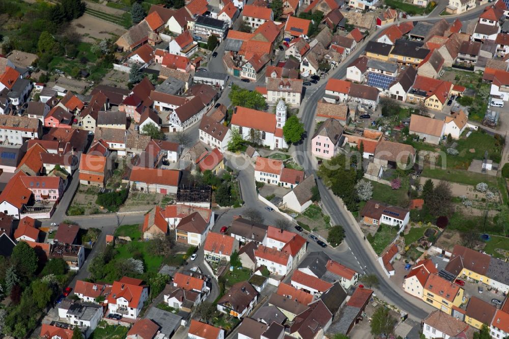 Dittelsheim-Heßloch from above - Townscape of Dittelsheim - Heßloch is a municipality in the district Alzey-Worms in Rhineland-Palatinate