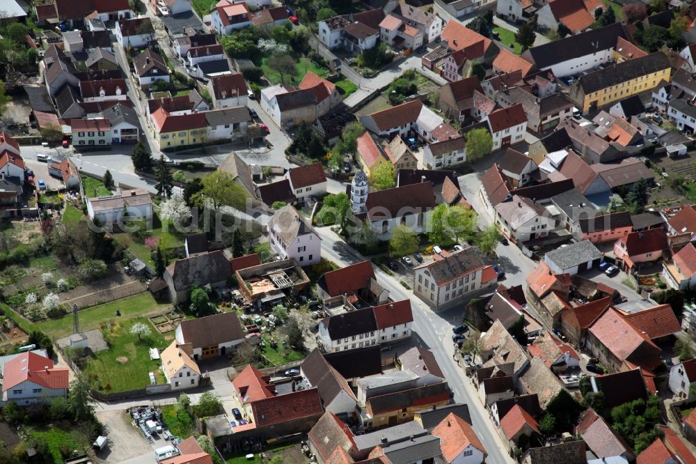 Aerial image Dittelsheim-Heßloch - Townscape of Dittelsheim - Heßloch is a municipality in the district Alzey-Worms in Rhineland-Palatinate