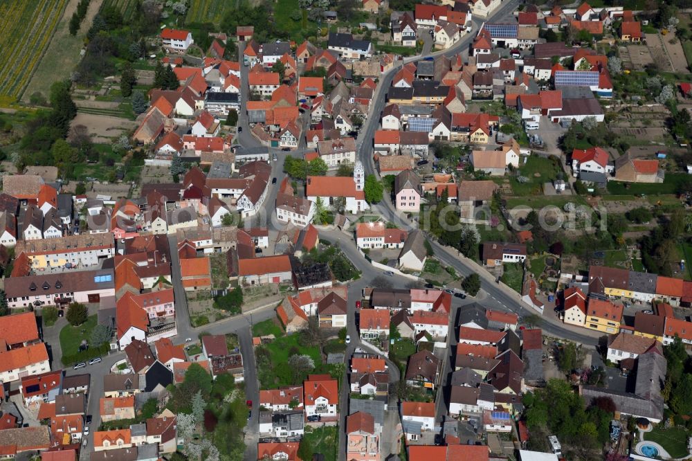 Aerial image Dittelsheim-Heßloch - Townscape of Dittelsheim - Heßloch is a municipality in the district Alzey-Worms in Rhineland-Palatinate