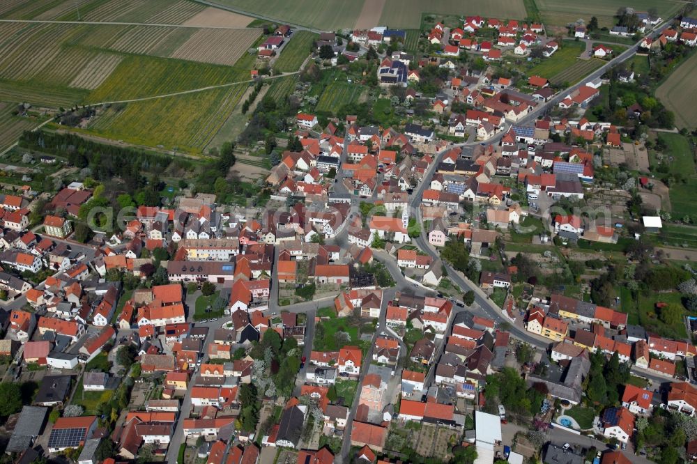 Aerial photograph Dittelsheim-Heßloch - Townscape of Dittelsheim - Heßloch is a municipality in the district Alzey-Worms in Rhineland-Palatinate