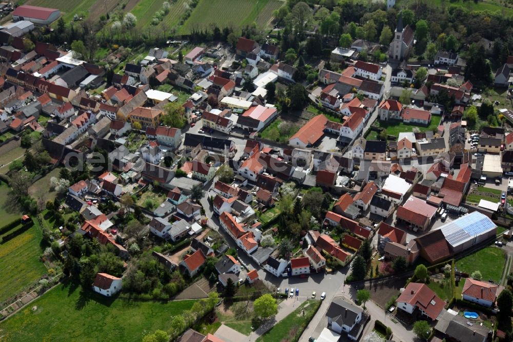 Aerial image Dittelsheim-Heßloch - Townscape of Heßloch is a municipality in the district Alzey-Worms in Rhineland-Palatinate