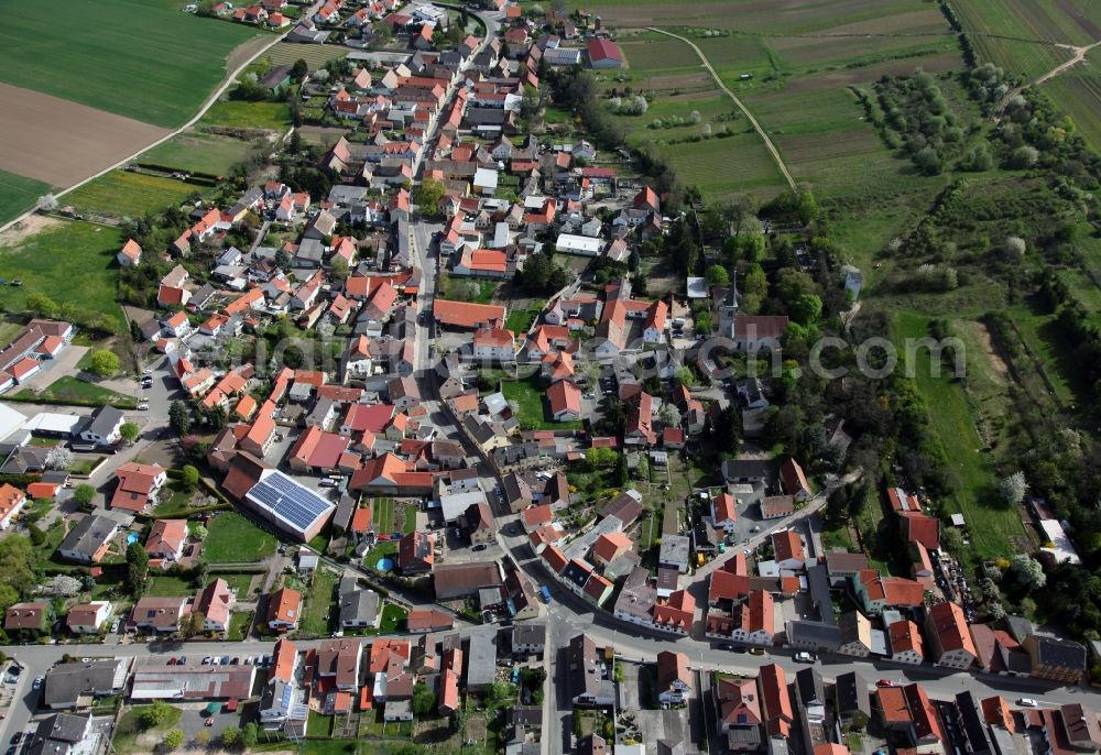 Dittelsheim-Heßloch from above - Townscape of Heßloch is a municipality in the district Alzey-Worms in Rhineland-Palatinate