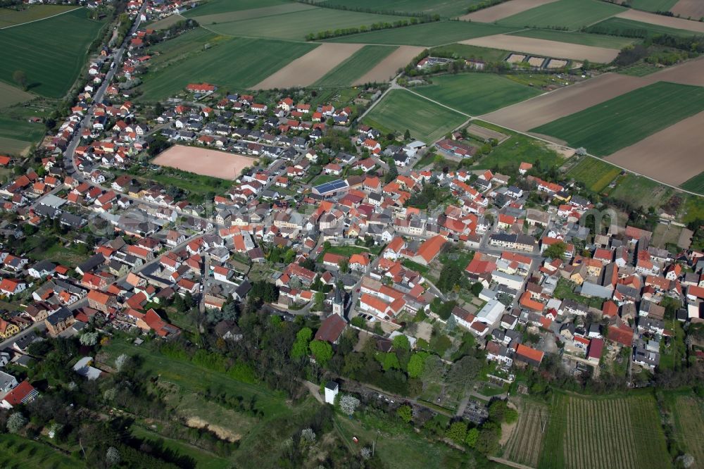 Dittelsheim-Heßloch from above - Townscape of Heßloch is a municipality in the district Alzey-Worms in Rhineland-Palatinate