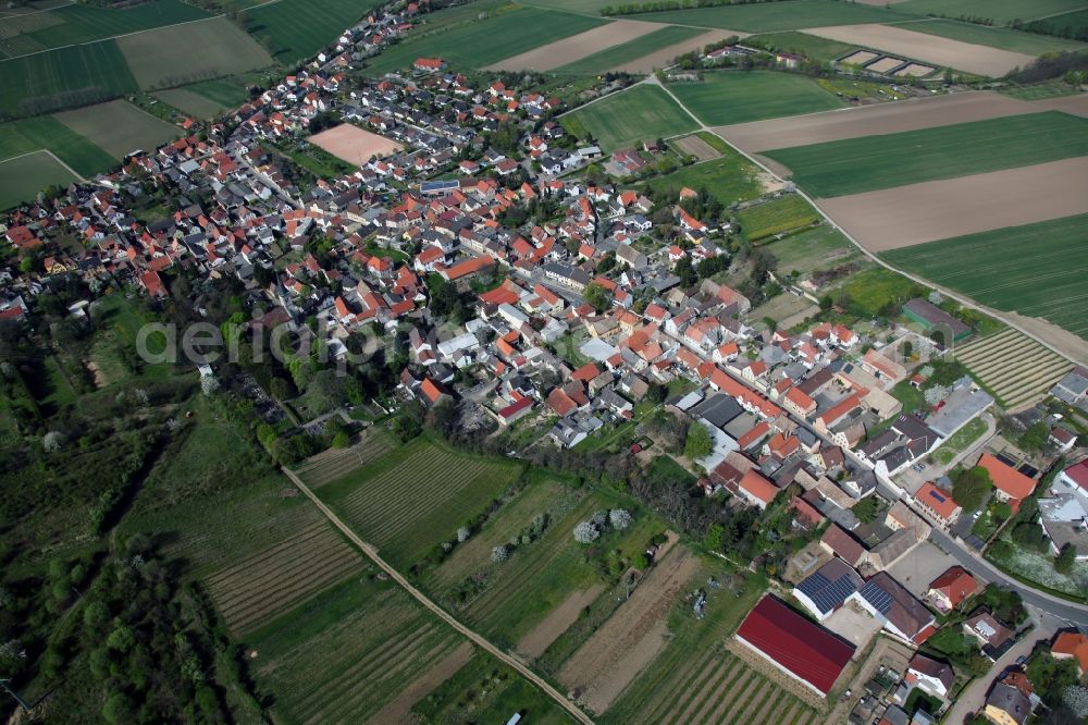 Aerial image Dittelsheim-Heßloch - Townscape of Heßloch is a municipality in the district Alzey-Worms in Rhineland-Palatinate