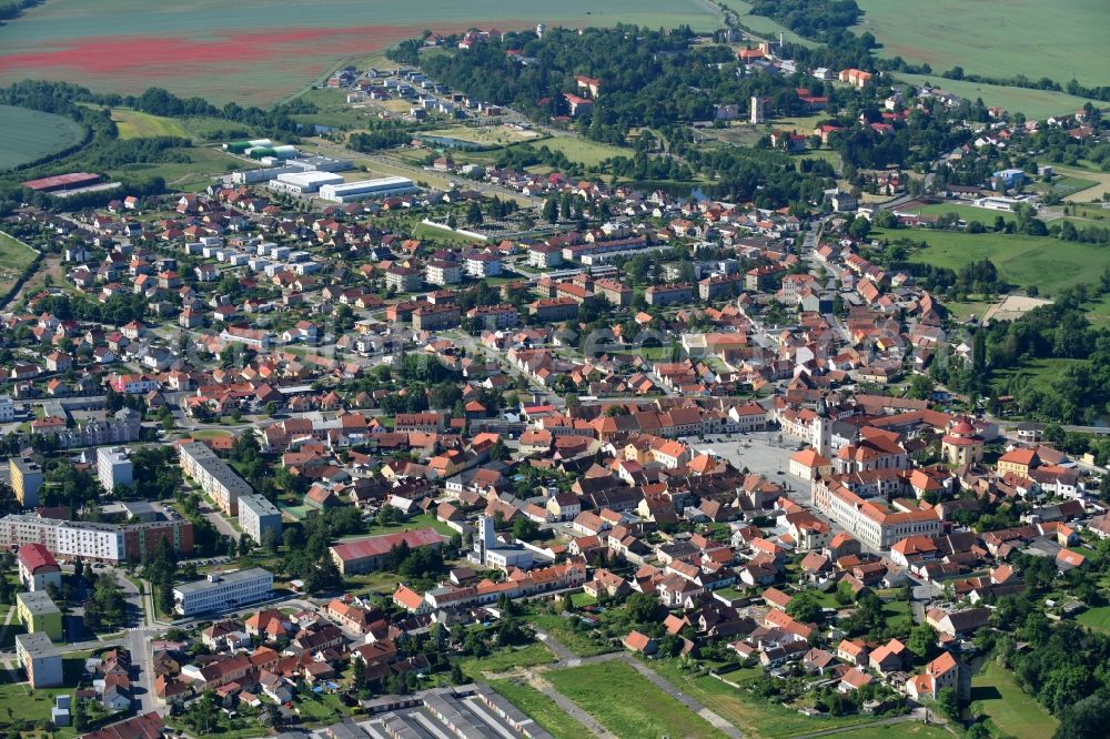 Dobrany - Dobrzan from above - Town View of the streets and houses of the residential areas in Dobrany - Dobrzan in Plzensky kraj - Pilsner Region - Boehmen, Czech Republic