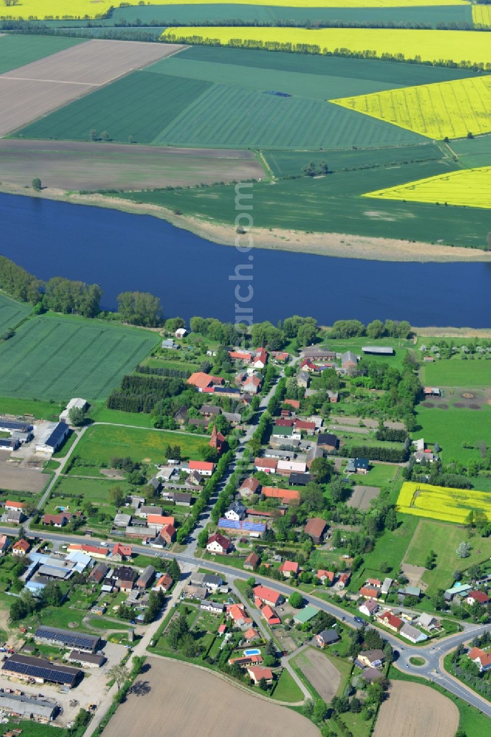 Bückwitz from above - Town View from the village Brueckwitz on Bückwitzer lake in Brandenburg