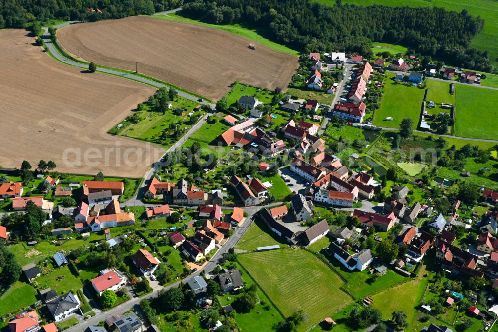 Dorna from the bird's eye view: Town View of the streets and houses of the residential areas in Dorna in the state Thuringia, Germany