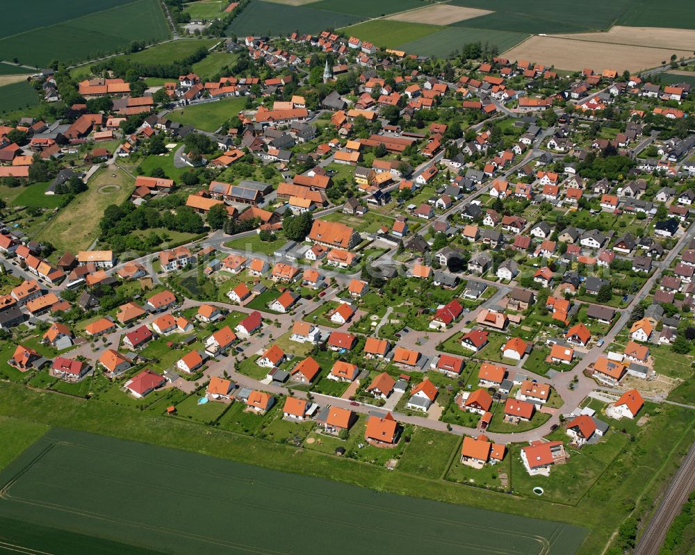 Dörnten from above - Town View of the streets and houses of the residential areas in Dörnten in the state Lower Saxony, Germany