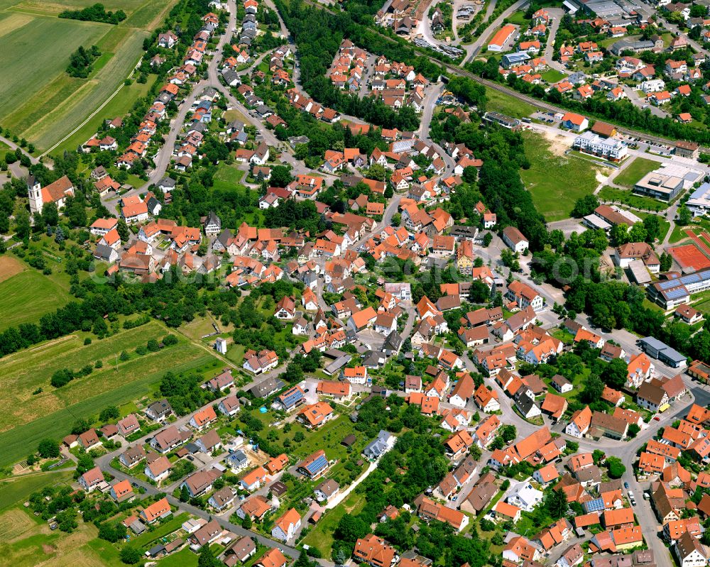 Aerial photograph Dußlingen - Town View of the streets and houses of the residential areas in Dußlingen in the state Baden-Wuerttemberg, Germany