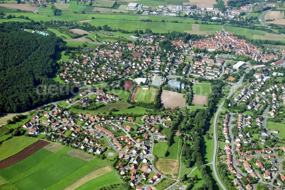 Aerial image Ebern - Town View of the streets and houses of the residential areas in Ebern in the state Bavaria, Germany