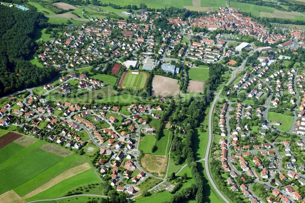 Aerial photograph Ebern - Town View of the streets and houses of the residential areas in Ebern in the state Bavaria, Germany