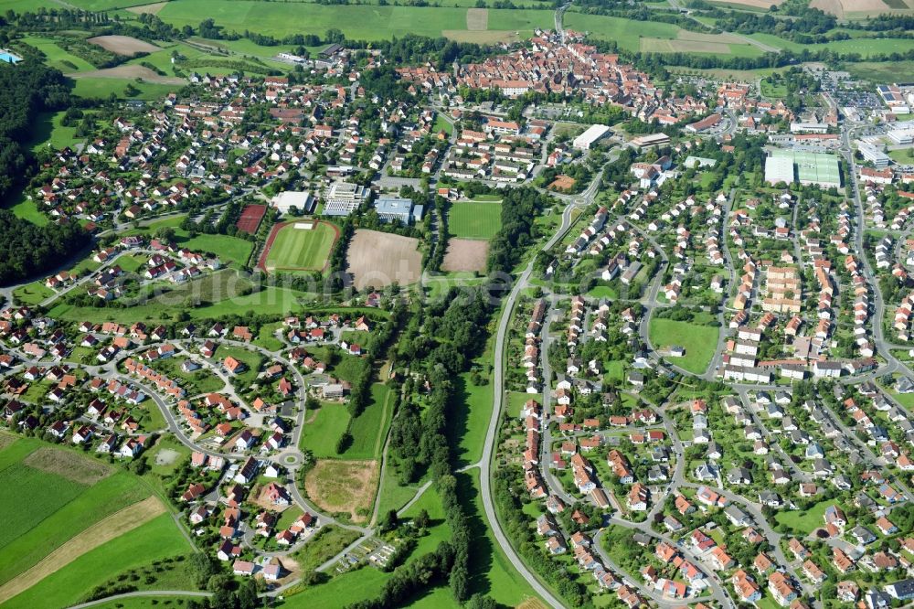 Ebern from above - Town View of the streets and houses of the residential areas in Ebern in the state Bavaria, Germany