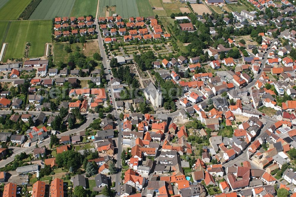 Aerial image Mainz Ebersheim - View at Ebersheim along the L413 in the state of Rhineland-Palatinate