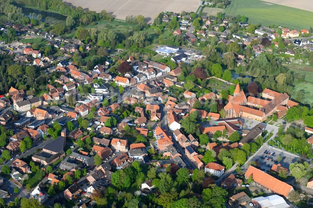 Aerial image Ebstorf - View of the streets and houses of the residential areas and the Ebsdorf monastery in Ebstorf in the federal state of Lower Saxony, Germany