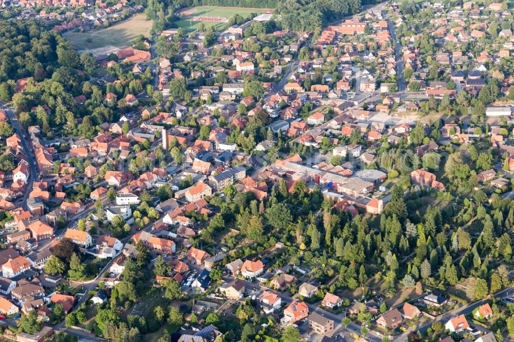 Ebstorf from the bird's eye view: Town View of the streets and houses of the residential areas in Ebstorf in the state Lower Saxony, Germany